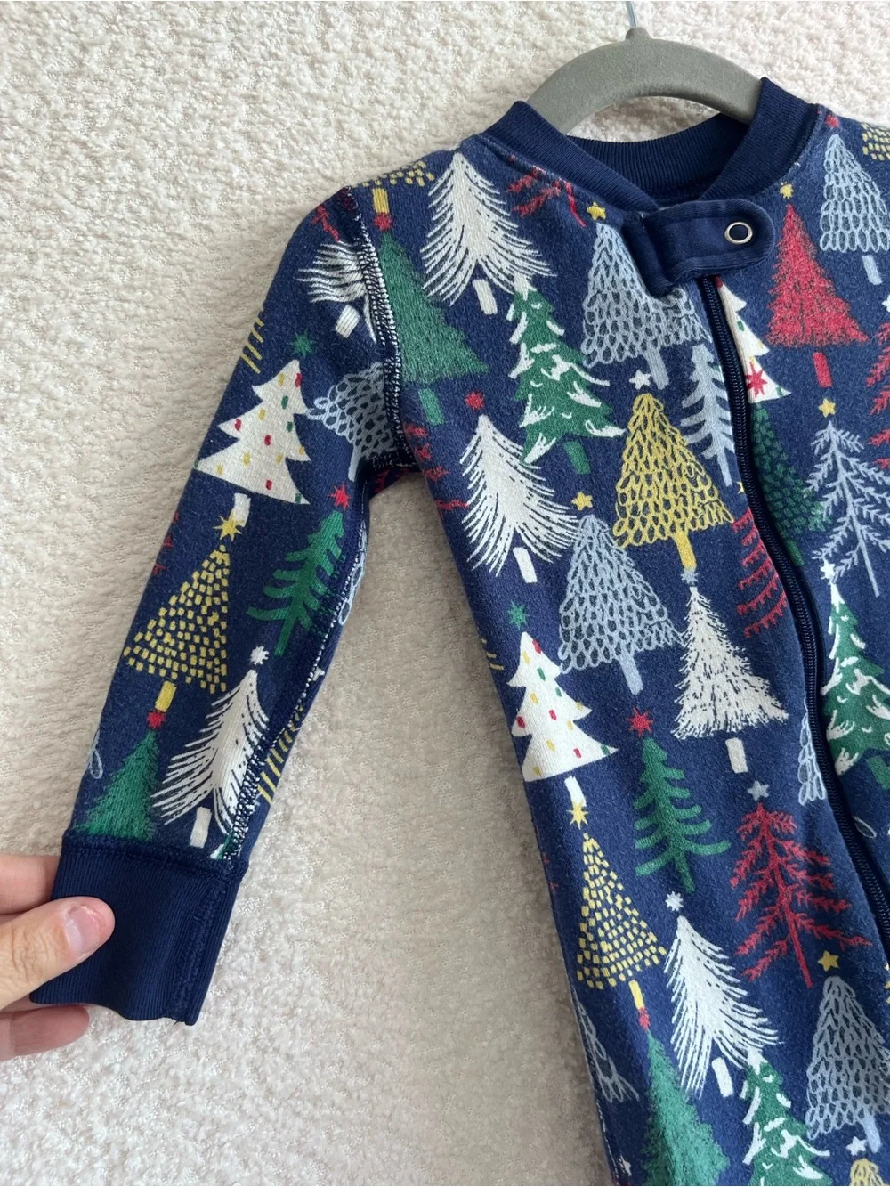 Hanna Andersson Infant Blue Winter Christmas Zipper‎ Pajamas Size 18-24 Months